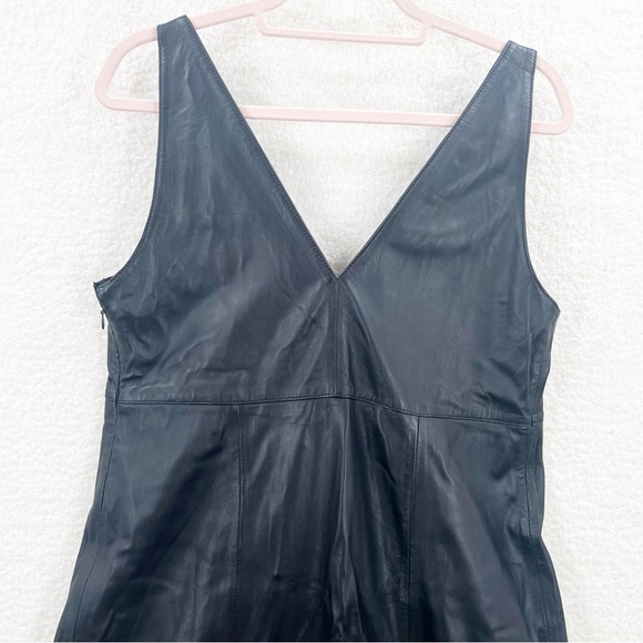 Massimo Dutti black sheep leather limited edition dress size S - Picture 7 of 11